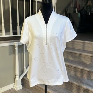 Zenergy White Rhinestone Golf Shirt